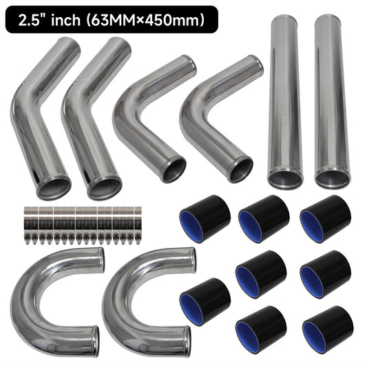UNIVERSAL TURBO BOOST INTERCOOLER PIPE KIT 2.5 63MM 8 PIECE PCS ALLOY PIPINGS