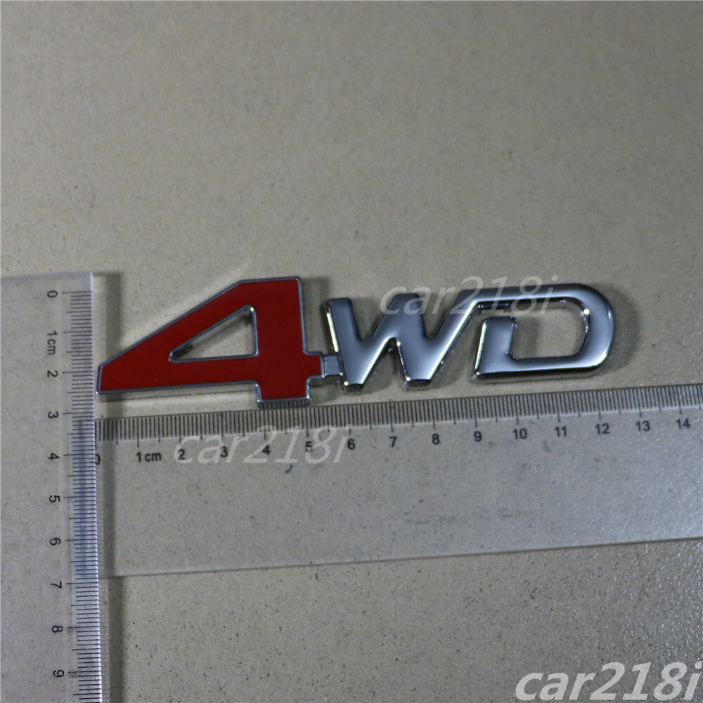 1x 4WD Chrome Silver Red Big Metal Sticker Badge Emblem Decal Engine Car Utility