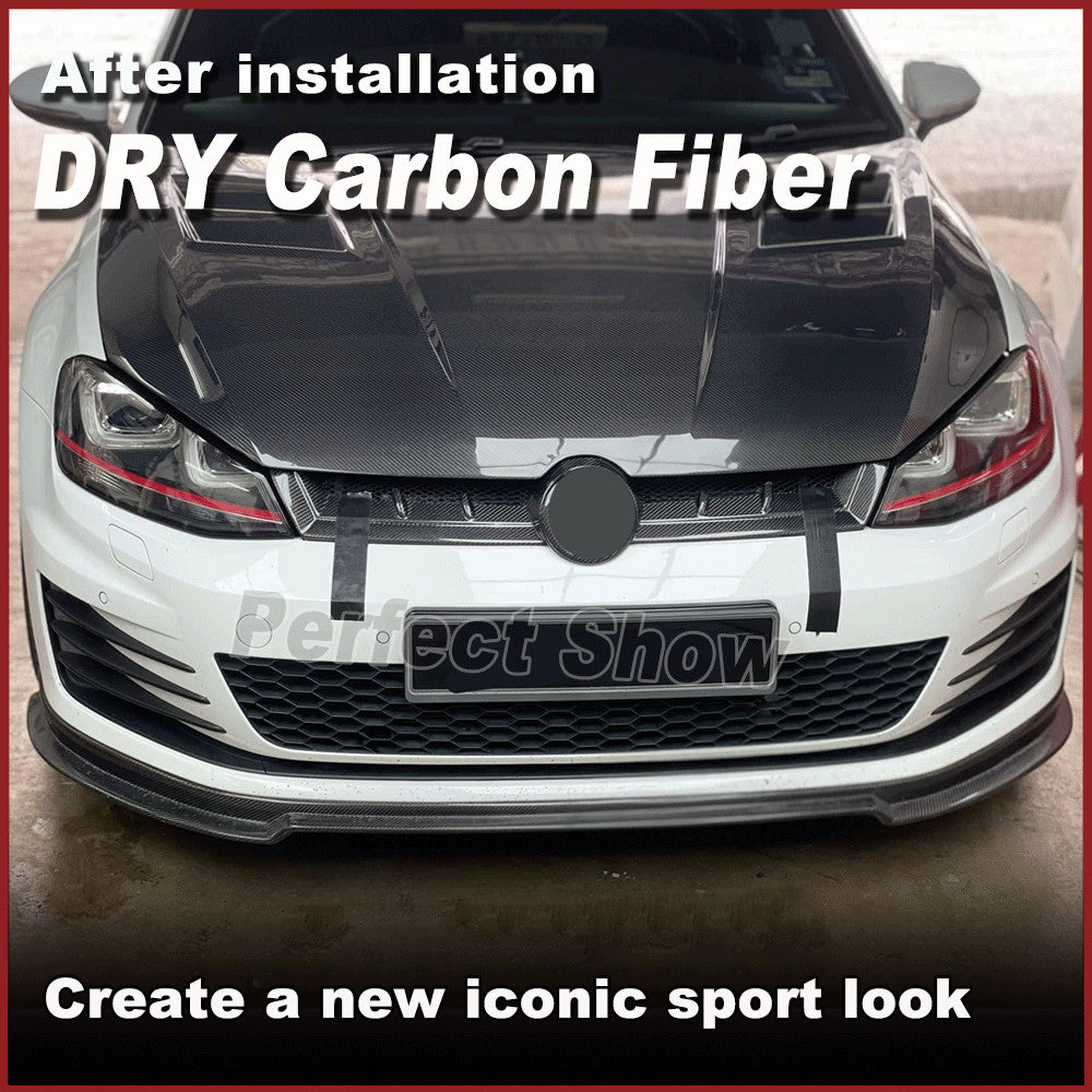 Dry Carbon Front Hood Grille Grill Cover Trims for VW for Golf 7 MK7 VII GTI R 14-17