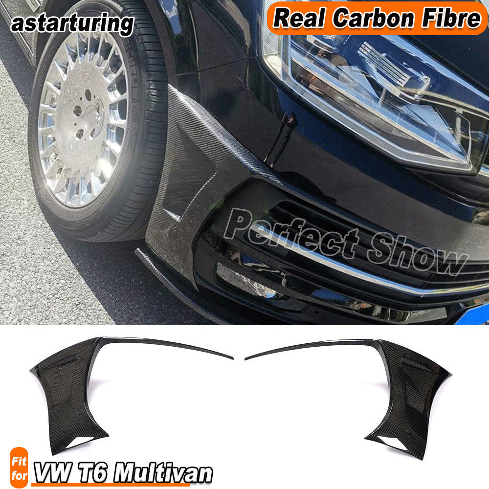 for VW T6 Multivan 2015-2019 Carbon Fiber Front Bumper Splitters Air Vent Covers