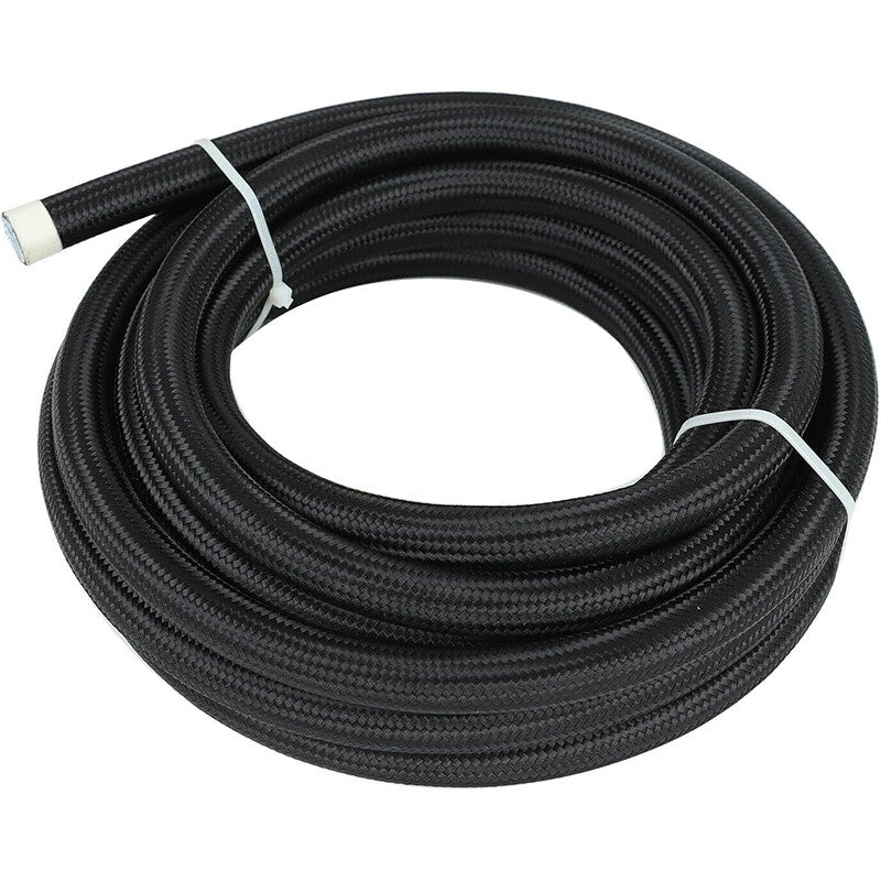 6AN 12FT Fuel Line Hose Nylon Stainless Braided Fuel Line Oil Hose End Fitting
