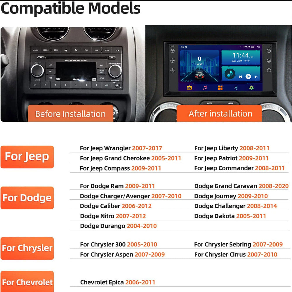 Android Auto Carplay for Dodge Avenger 2009-2011 Stereo Screen Car Radio GPS Nav