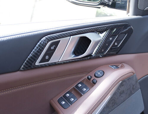 for BMW X5 2019-2023 Carbon Fiber Look Inner Door Handle Bowl Frame Cover Trims