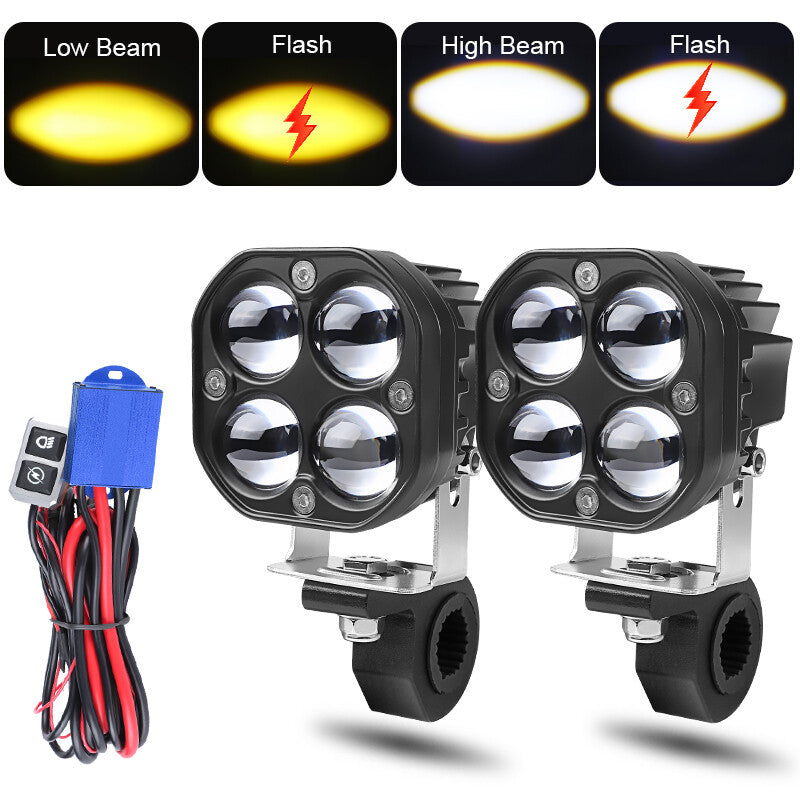 2x 60W LED Motorcycle Driving Fog Spot Light Auxiliary Lamp Hi/Lo Car Truck UTV