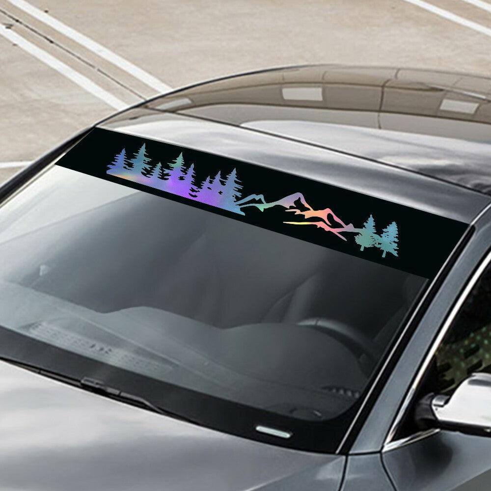 Banner Sticker Vinyl Decal Tree Mountain Graphics Laser For Car Front Windshield