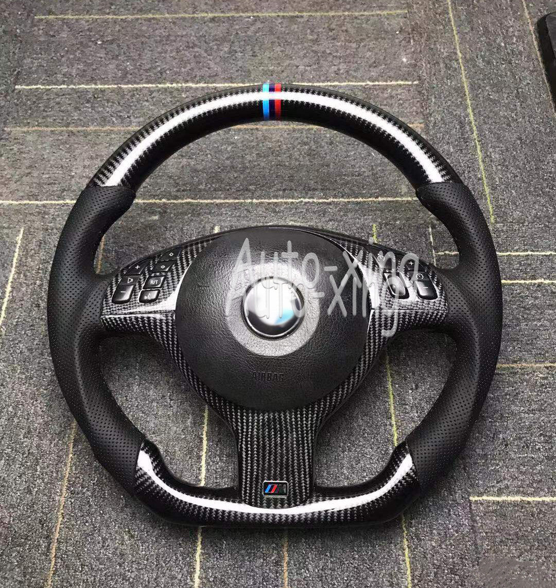 Trim+Custom Carbon Fiber Steering Wheel for BMW E46 M3 2001-06 (No paddle holes)