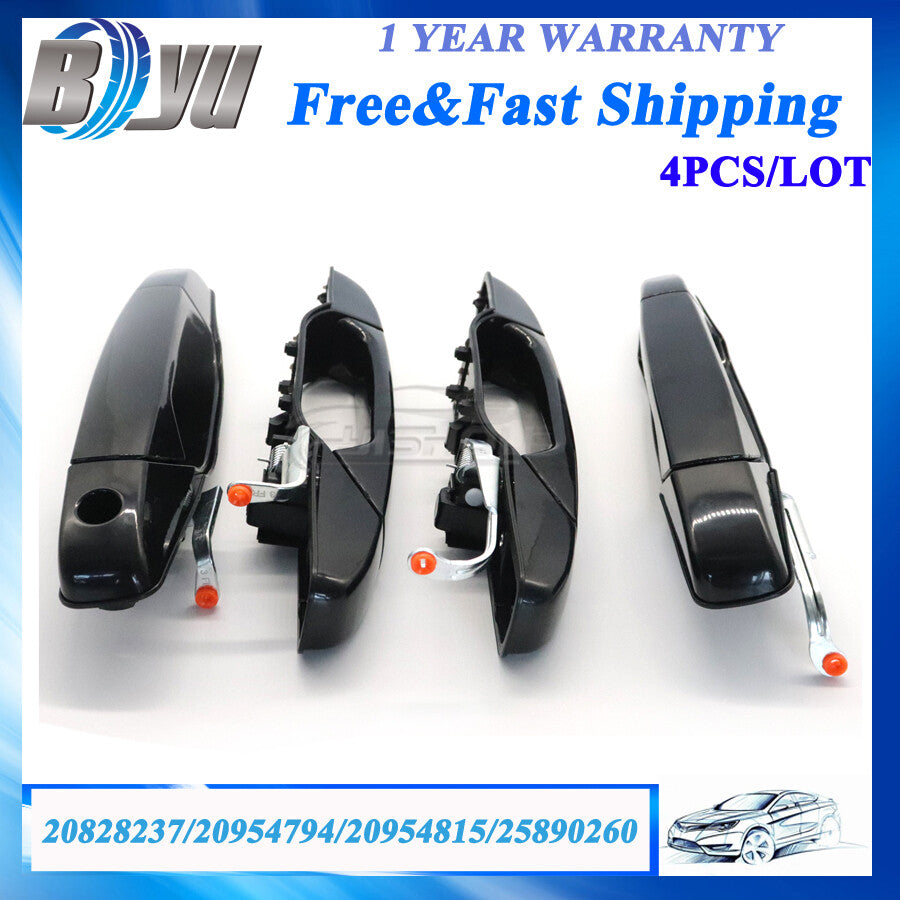Set of 4 Door Handle Black Front Rear for Chevy for GMC Tahoe for Yukon for Sierra 07-14