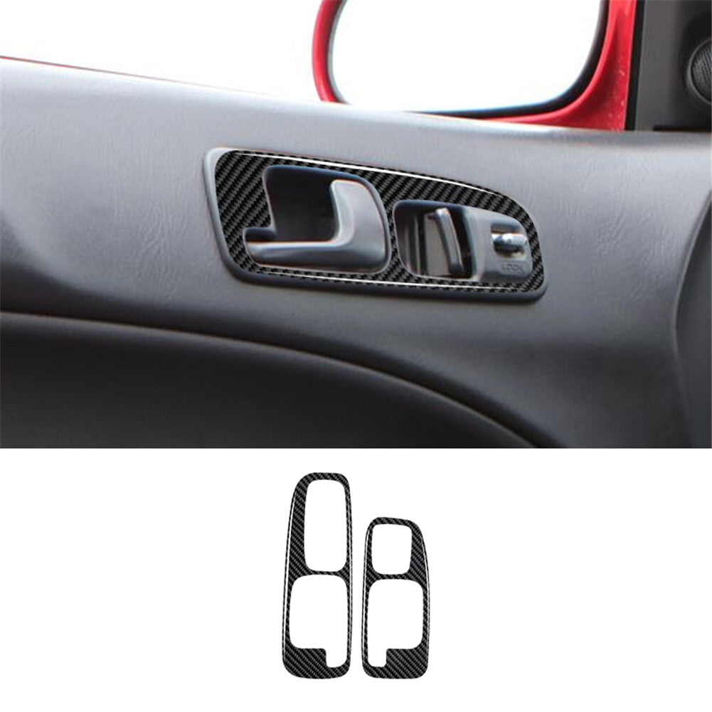 2Pcs Carbon Fiber Interior Door Handle Cover Trim for Honda for Civic 1999-2000