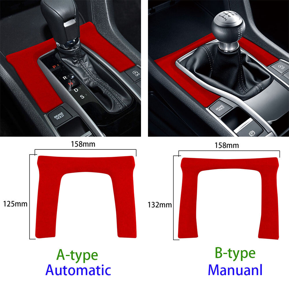 for Honda for Civic 2016-2021 Console Manual Gear Shift Panel Cover Suede Black Gray