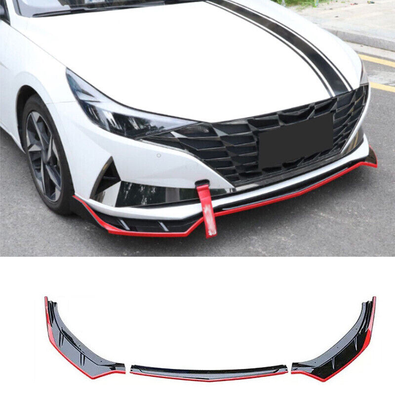 for Hyundai for Elantra 21-23 Black Red Style Front Bumper Lip Spoiler Splitter 3PCS