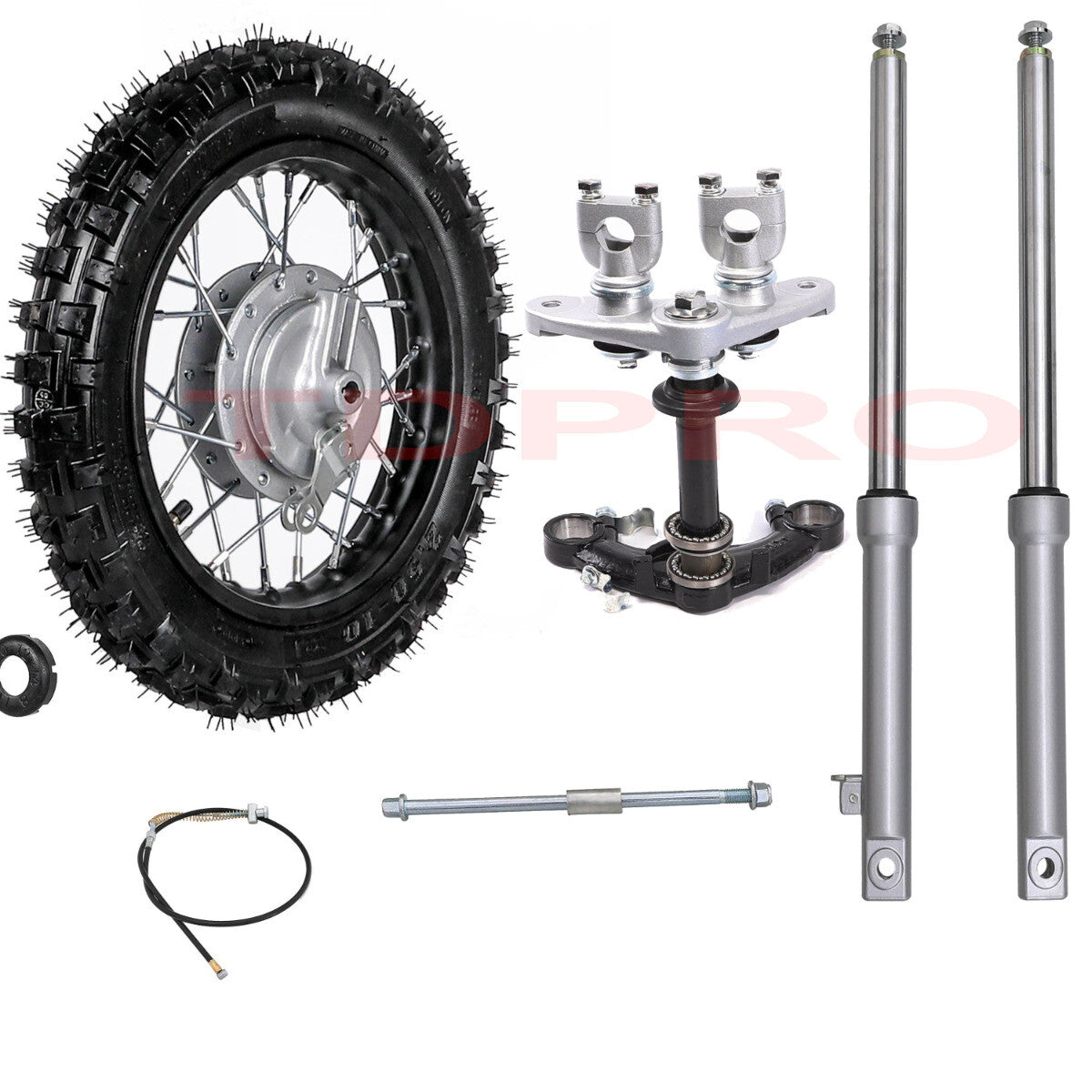 Front Forks + 10 Wheel 2.50-10 Drum Brake Fo for Mini Dirt Bike CRF50 TTR50 70CC 90