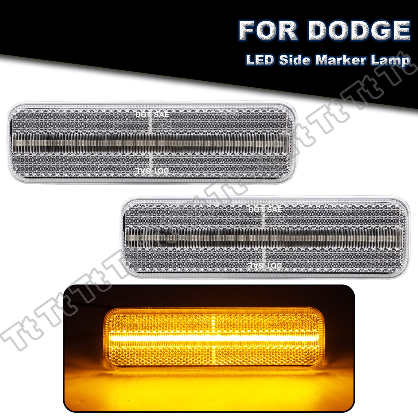 Amber LED front marker light for Dodge W150, W250, D150, D250, and D350 chargers.