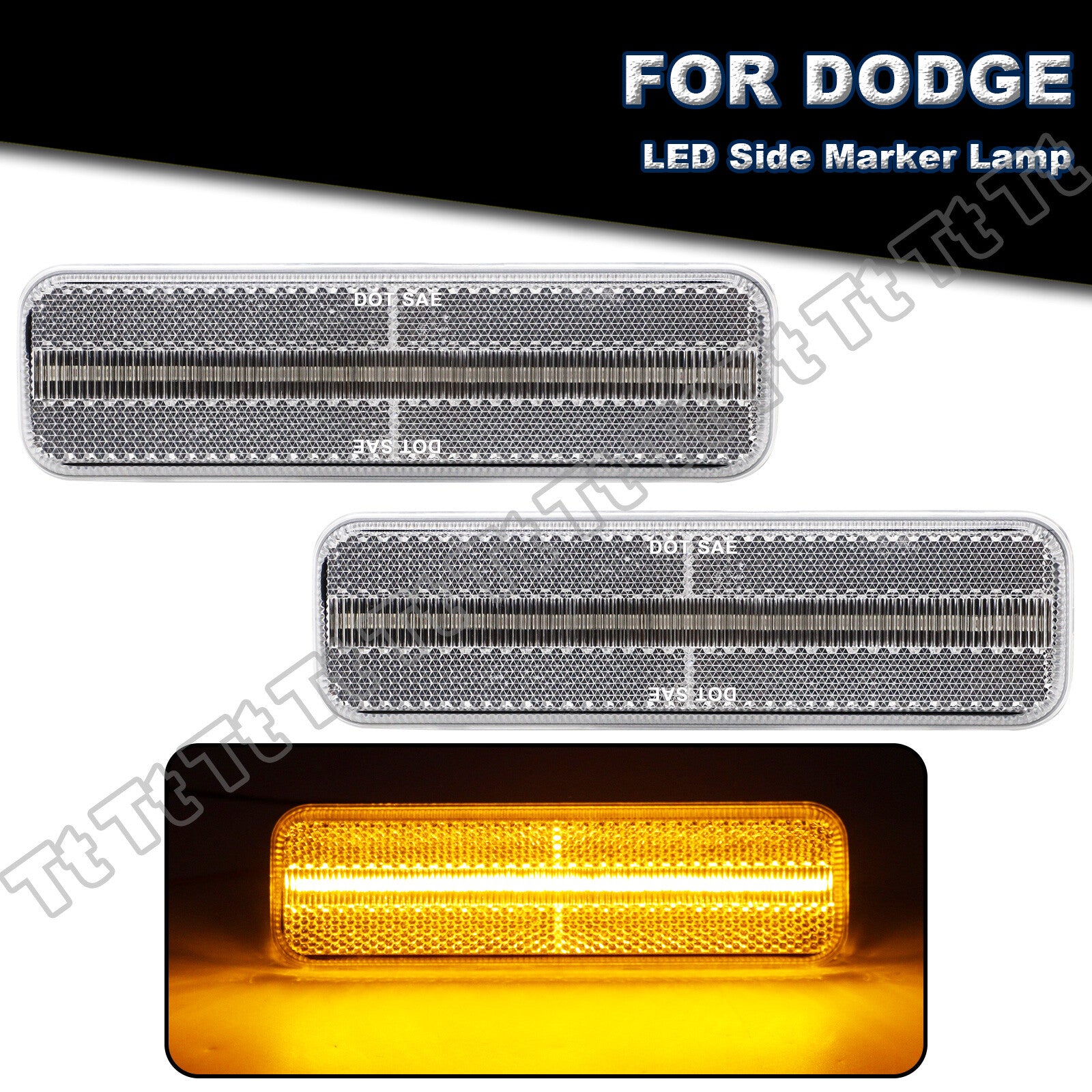 Amber LED front marker light for Dodge W150, W250, D150, D250, and D350 chargers.
