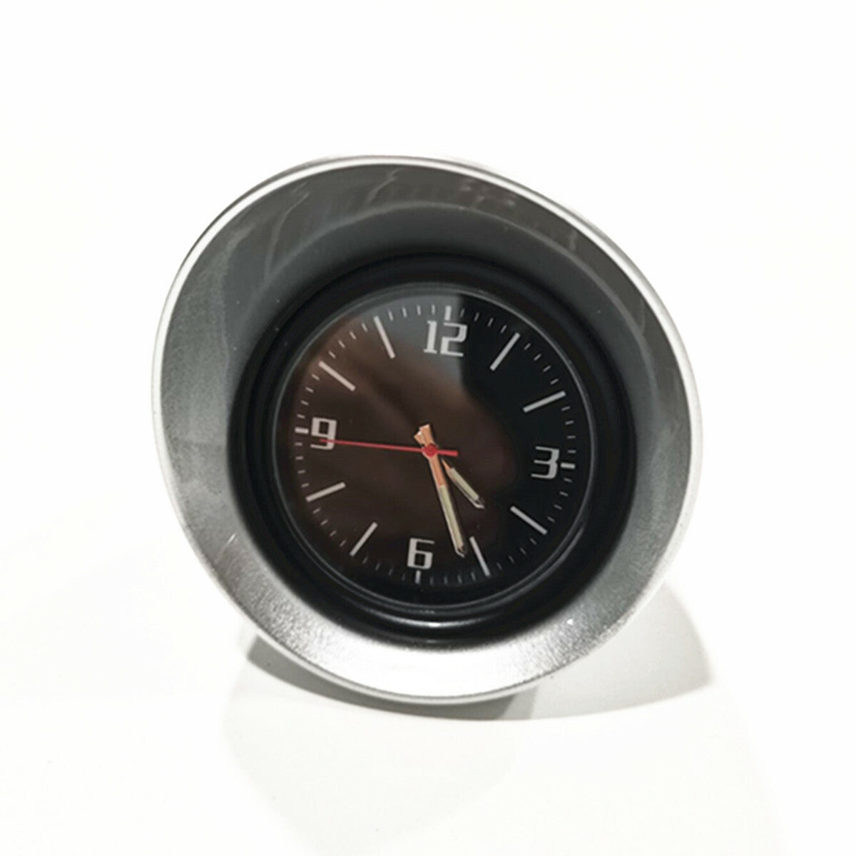 Silver Pointer Clock Round Display Car Truck Interior Accessories Dash Mount