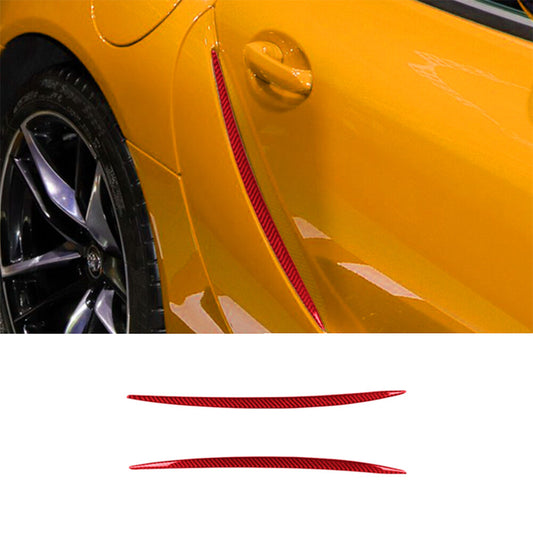 Red Carbon Fiber Side Door Fender Air Vent Outlet Cover Trim for Toyota Supra