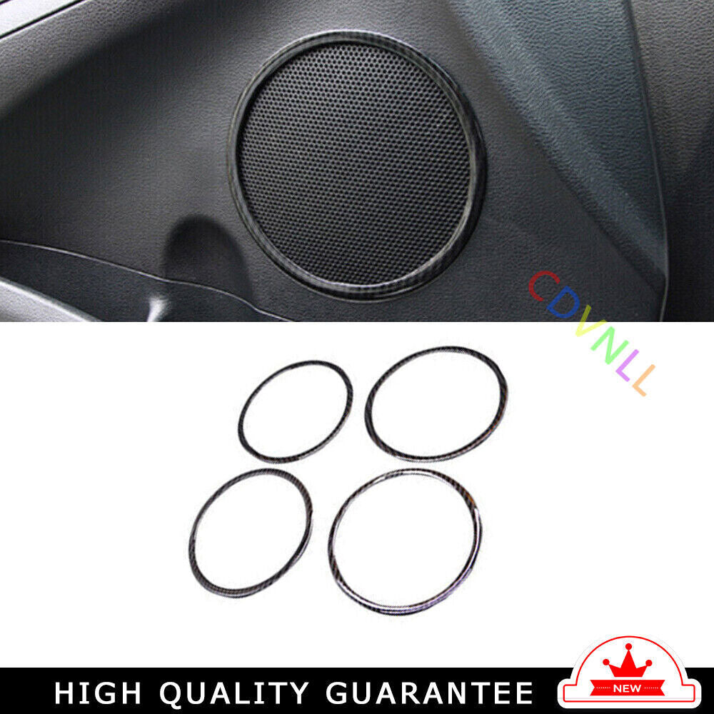 Inner Door Speaker Ring Cover Trim 4PCS for Kia K3 2014-2018 Black Carbon Fiber