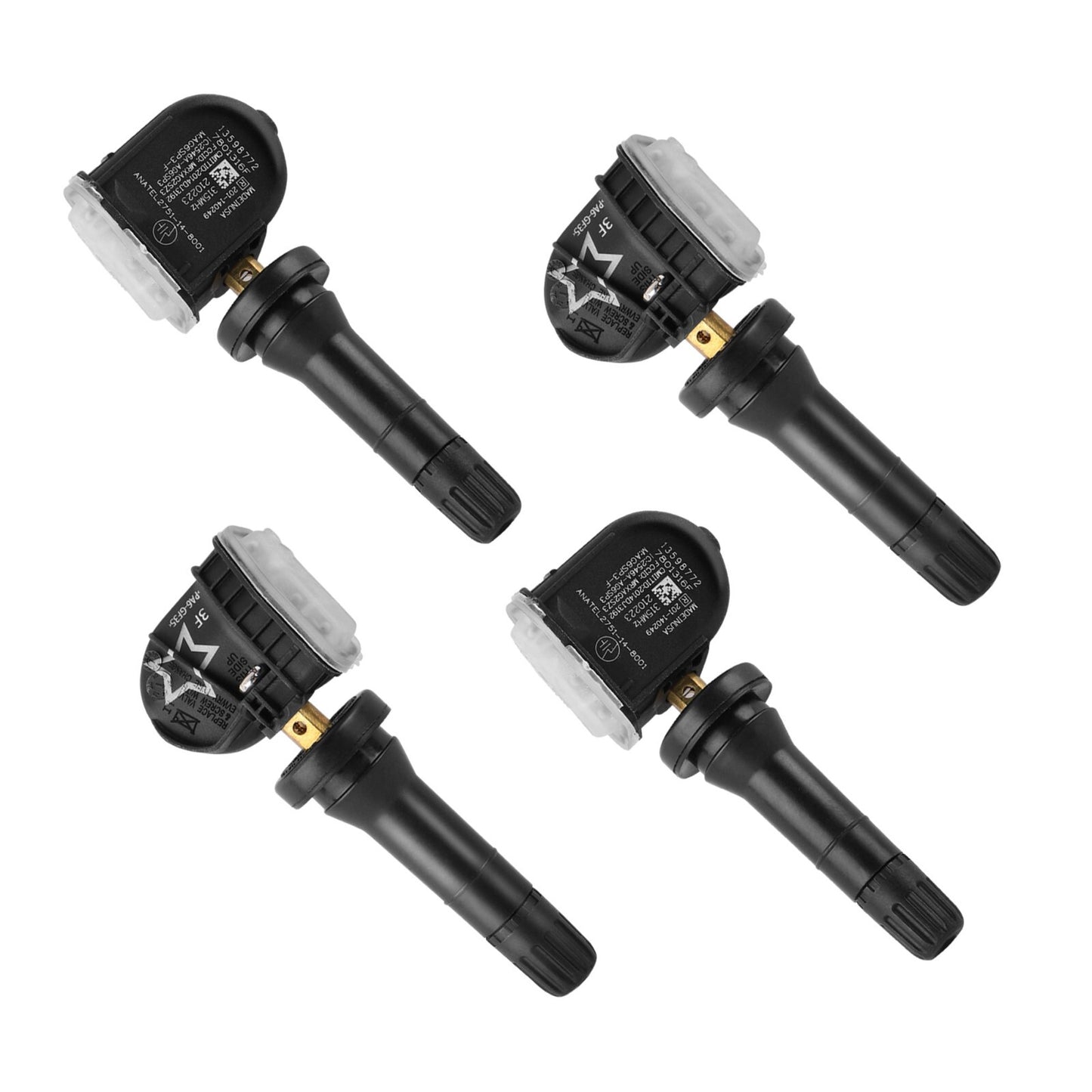 4-pack TPMS tire pressure monitoring sensors (13598772) suitable for General Motors for Chevrolet for GMC for Buick .