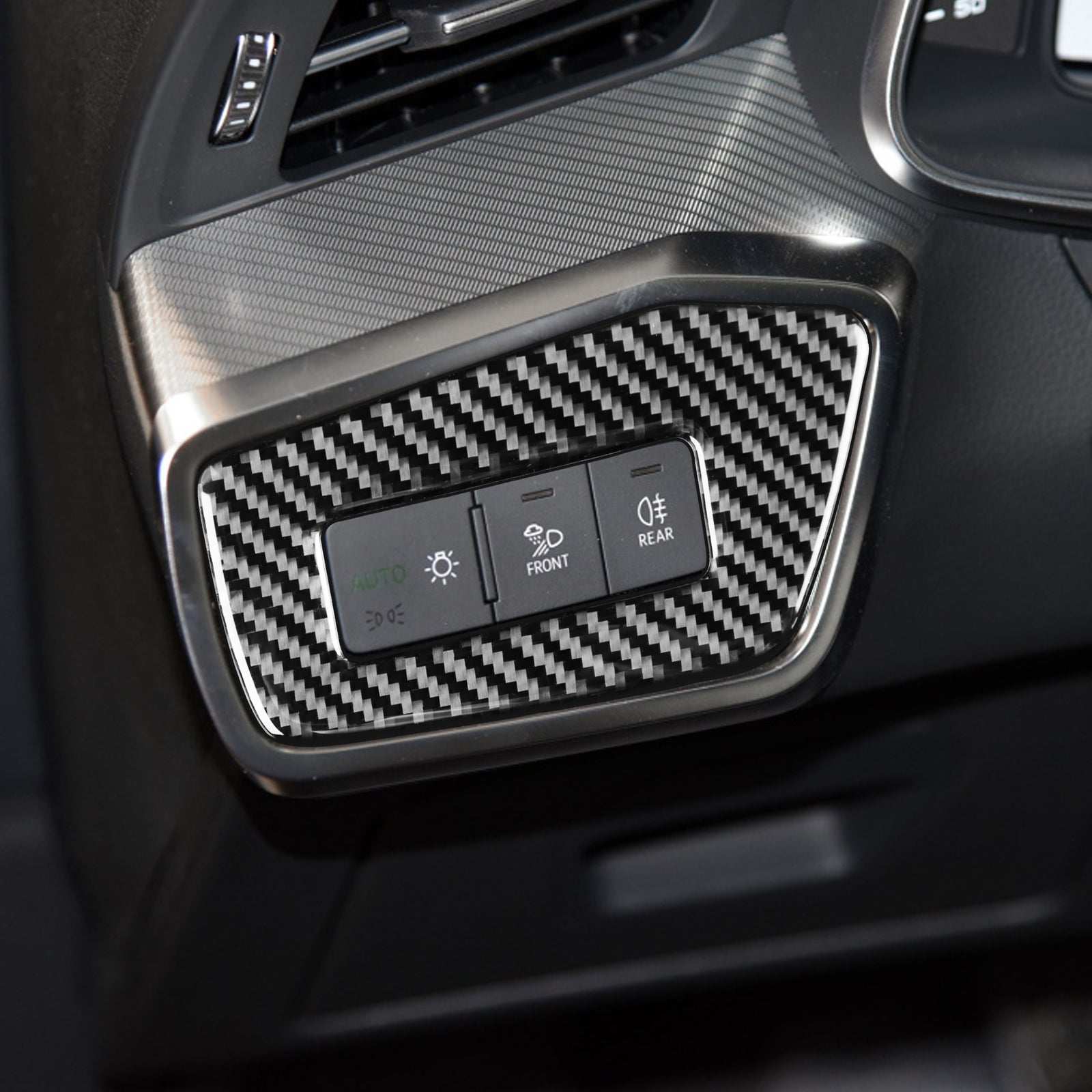 Carbon Fiber Interior Headlight Switch Panel Cover Trim for Audi for A6 C8 2019-2021