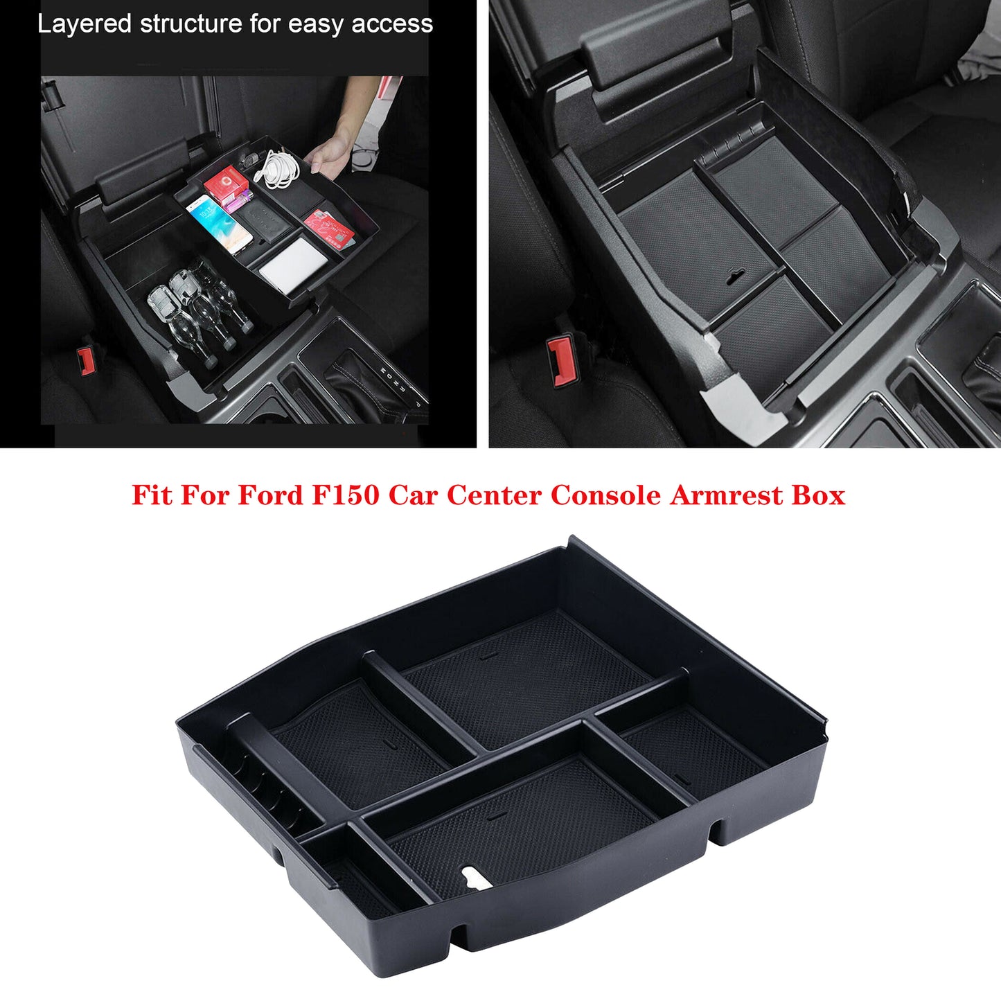 Fit for Ford F150 2015-2019 Car Center Console Armrest Box Glove Storage Box