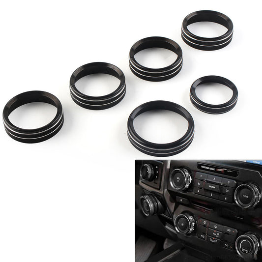 for Ford F150 XLT 2015-20 Air Conditioner Switch CD Button Ring Knob Trim Black