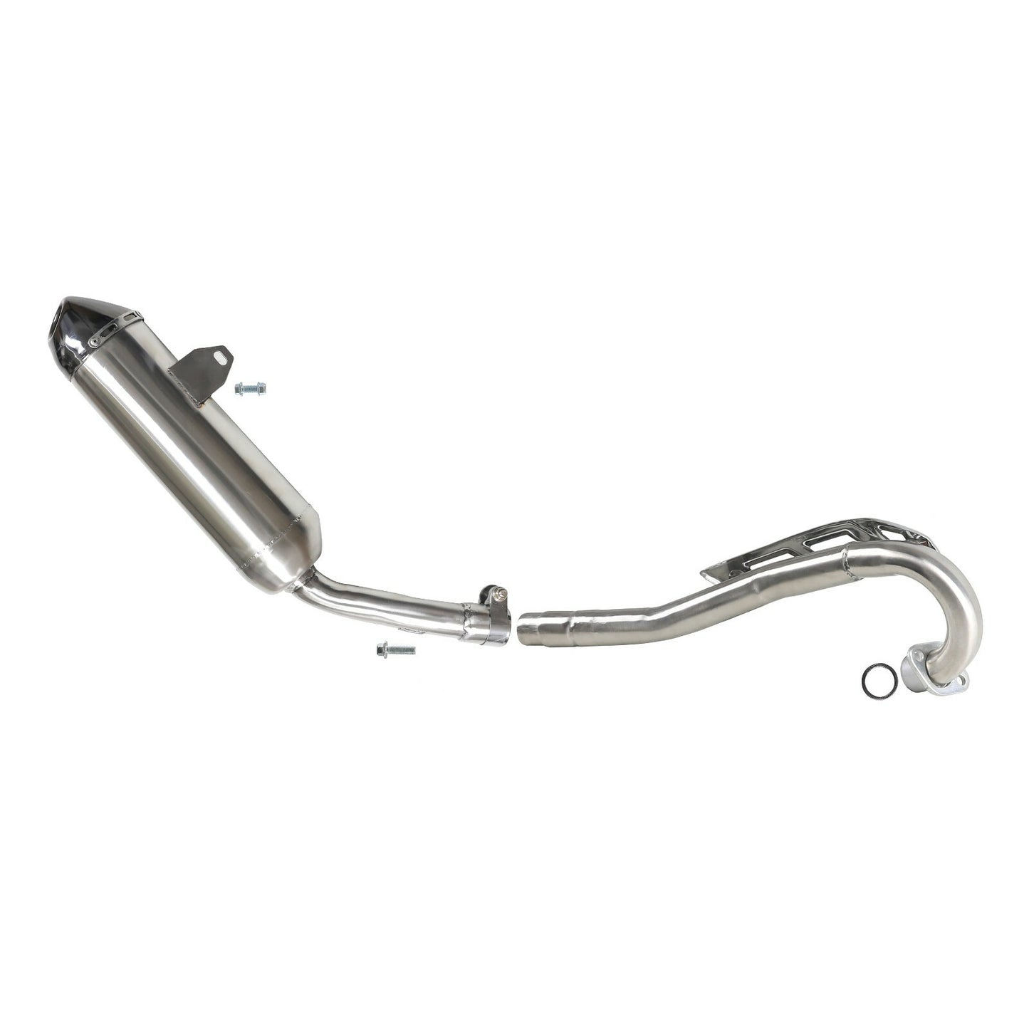 Motorcycle and off-road bicycle exhaust muffler pipes suitable for 150cc, 200cc, and 250cc vertical engines.