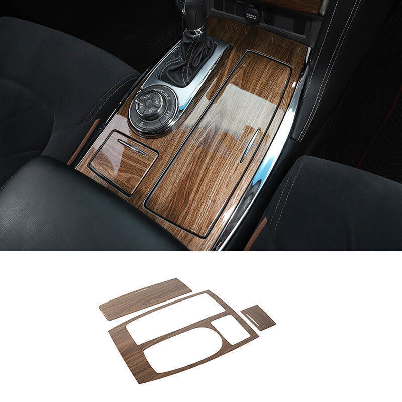 3X Wood Grain Inner Gear Shift Box Panel Cover Trim for Nissan Armada Y62 17-20