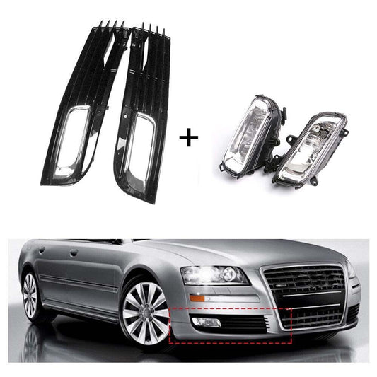 4Pcs Set Front Bumper Grill Fog Light Lamp for AUDI for A8 QUATTRO for A8 D3 08-10