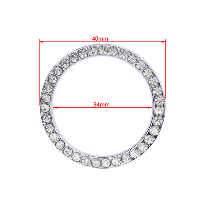 One-key Engine Start Stop Car Interior Ignition Push Button Decor Diamante Ring