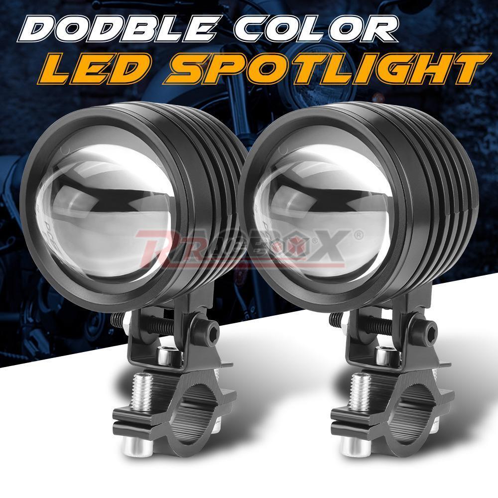 2X Motorcycle ATV Headlight Yellow/White LED Spot Light Driving Fog Lamp Offroad