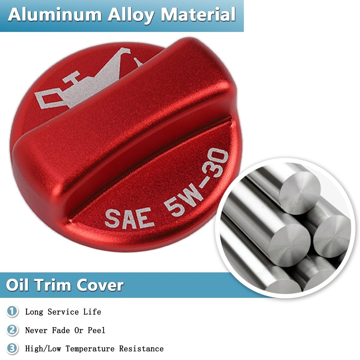 Red Aluminum Alloy Oil Trim Cap Cover for Ford Bronco/Bronco Sport 2021-2023