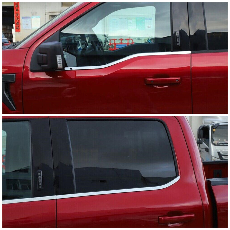 Chrome alloy window trim strip for Ford F150 21-23