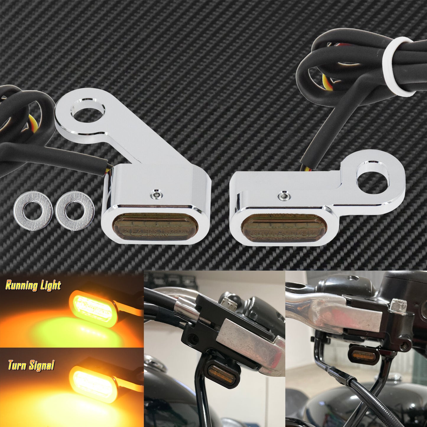 2Pcs Chrome LED Clutch Turn Signal Indicator Running Light Fit For Sportster 883