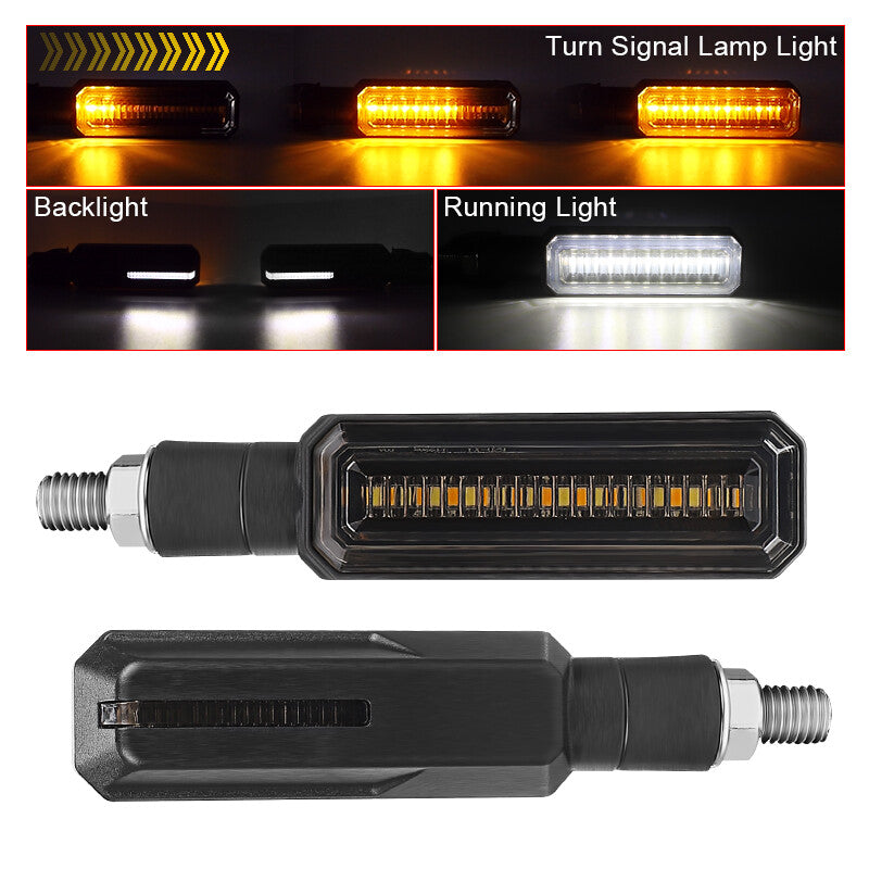 2X LED Front Motorcycle Turn Signals Indicator Amber+White Blinker Light Running
