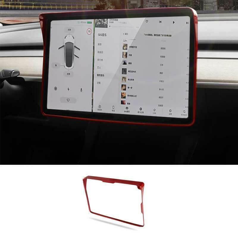 for Tesla Model 3 Y 2017-23 Glossy Red Center GPS Navigation Screen Frame Trim