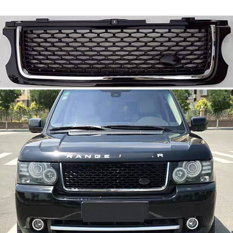 Front Bumper Grille Mesh Grill Fit for Range Rover L322 2010-2012 Black W/Chrome