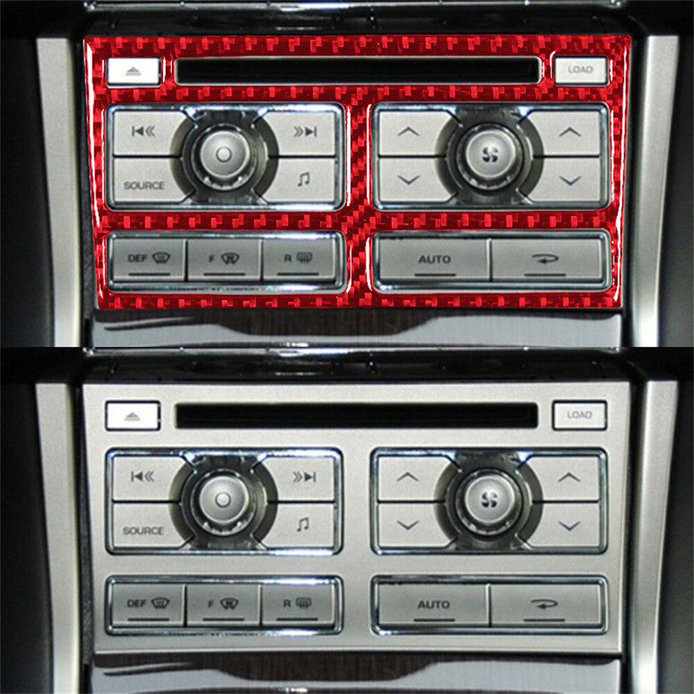 Red Carbon Fiber Central Control CD Switch Panel Cover Fit for Jaguar XF 2009-11