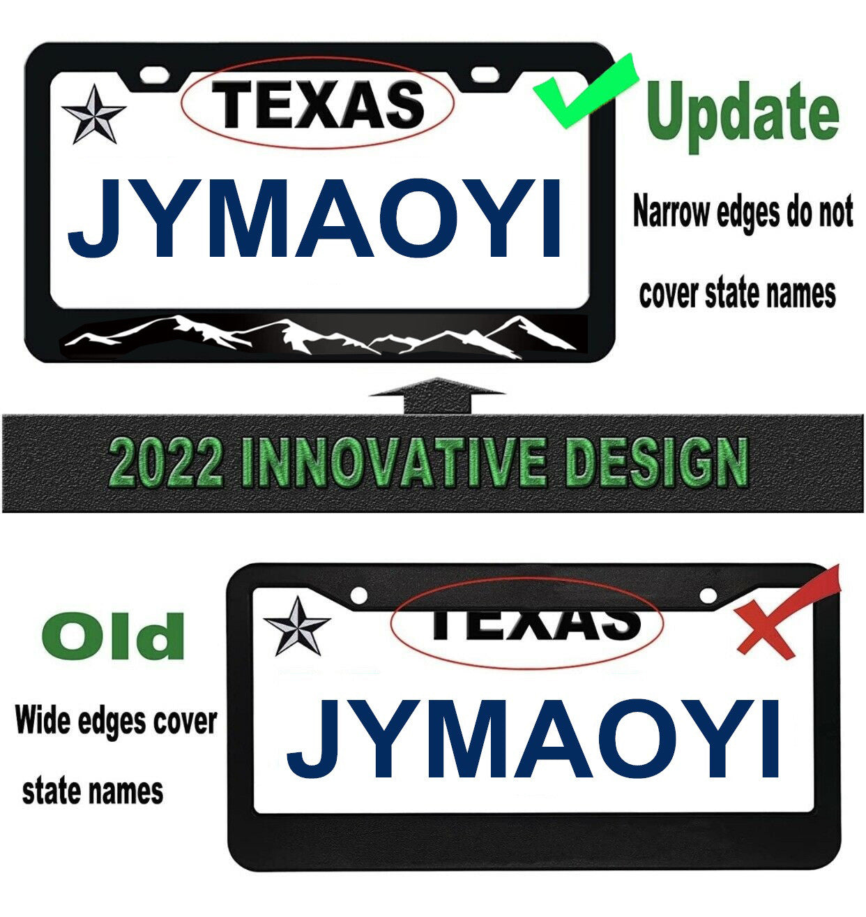 2PCS for Jeep Cherokee Mountain Raised BLack Car License Plate Frame Metal Cover