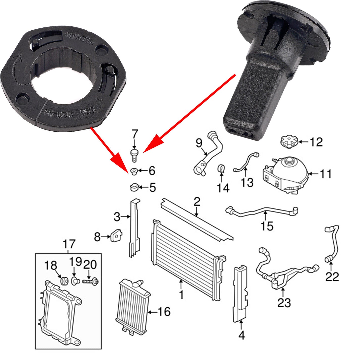 Radiator Bushing Bracket Upper + Support Sleeve for BMW 2 3 4-series F22 F30 F32