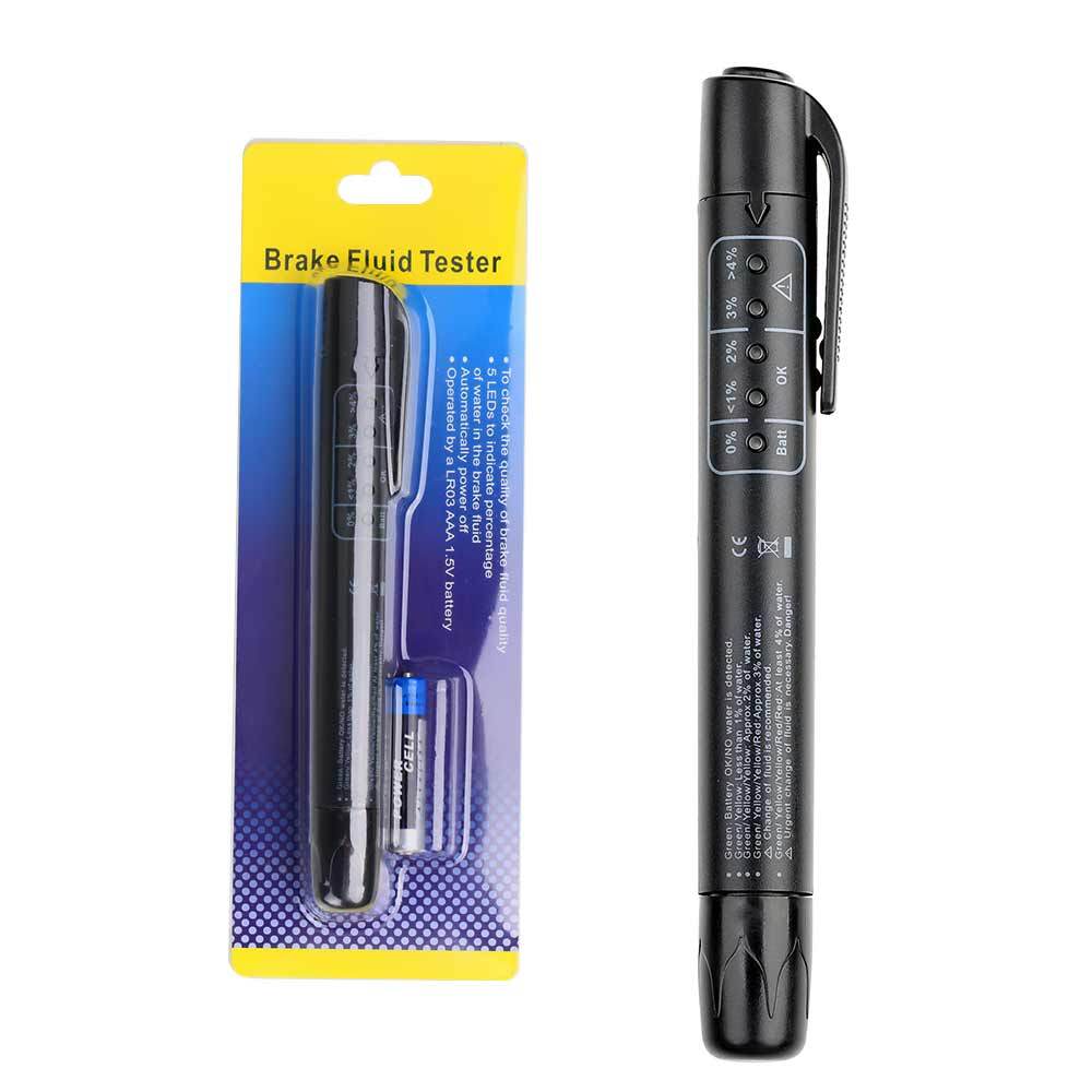 NEW Brake Fluid Tester Pen 5 LED Auto Oil Moisture Diagnostic Tool For DOT3 DOT4