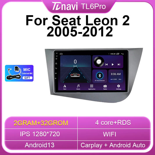 Android CarPlay Car Radio for Seat Leon 2 MK2 2005-2012 Stereo GPS Player Screen