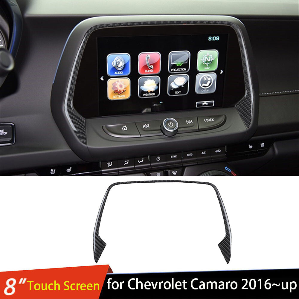 Carbon Fiber 8'' Touch Screen Navigation Upper Trim for Chevrolet Camaro 2016-23