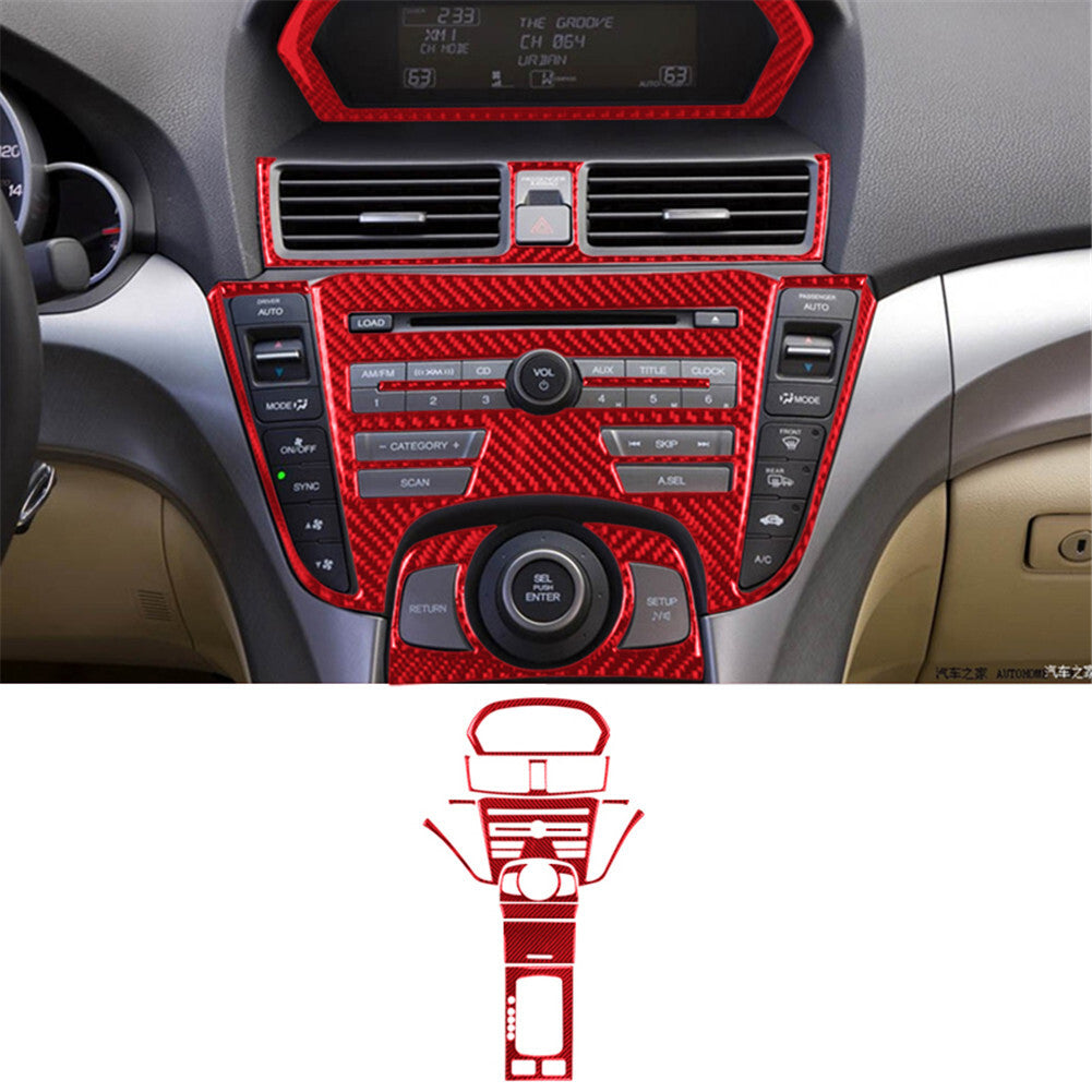 11X Red Carbon Fiber Interior Central Console Cover Trim for ACURA TL 2009-2014