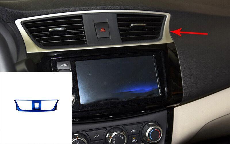 for Nissan Sentra Sylphy 2013-19 Blue Steel Middle Console Air Outlet Vent Trim