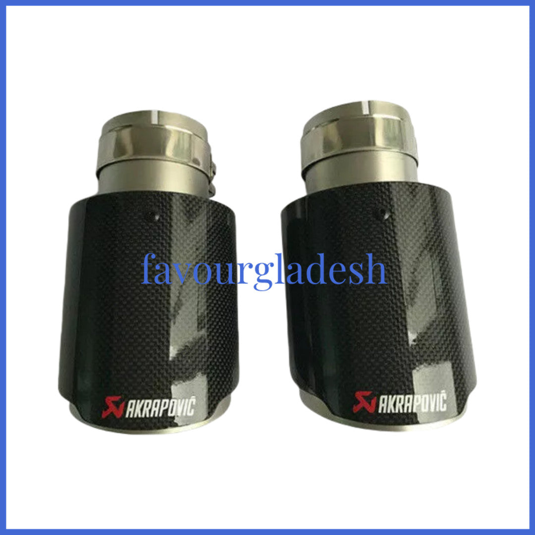 2 X IN 2.5 63MM OUT: 3.5 89MM Akrapovic Glossy Carbon Fiber Pipe Exhaust Tip
