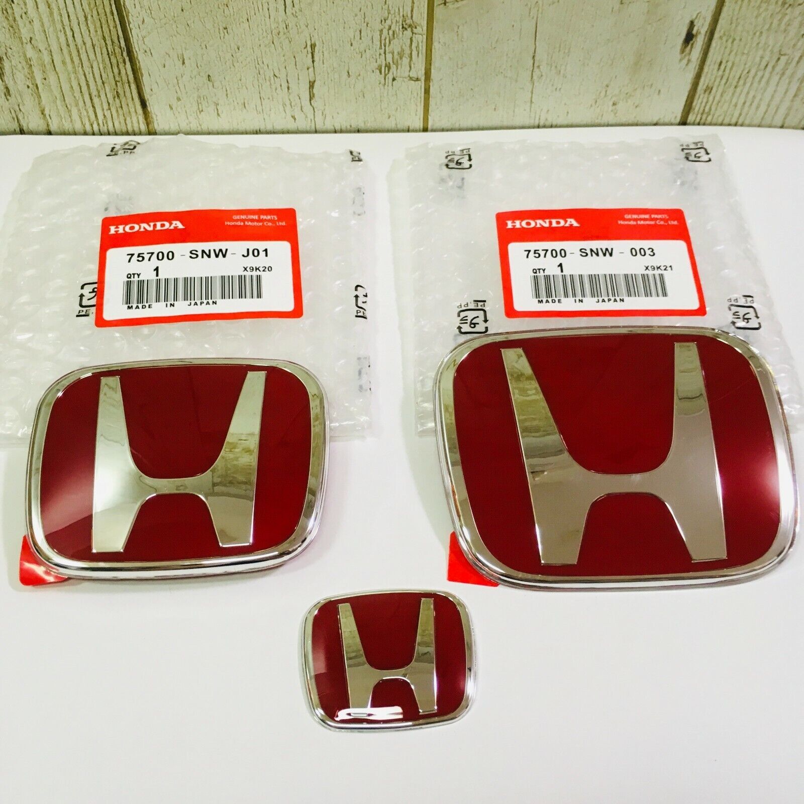 06-15 for Civic 4DR Sedan JDM RED H Front Rear Steering Wheel Emblem 09-11 Fit(Jazz)