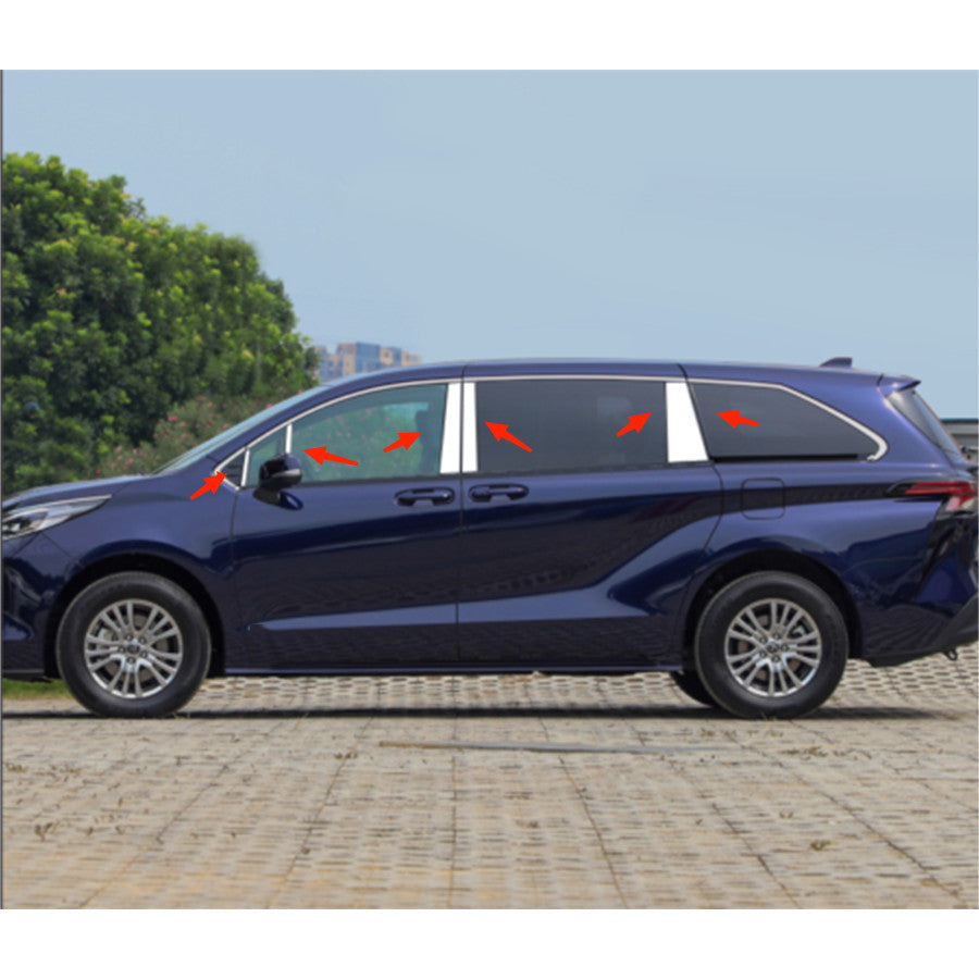 for Toyota for Sienna 2021-23 Chrome Steel Window Pillar Posts Mirror Cover Trim 10x