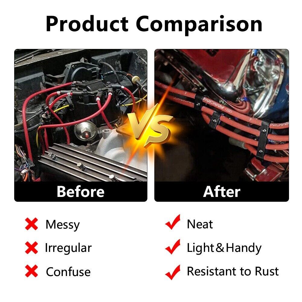 Red 3PCS Engine Spark Plug Wire Separator Divider Clamp Wire Separator Divider