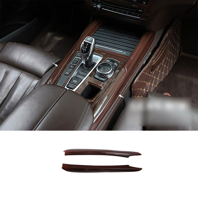 for BMW X5 F15 2014-2018 Red Wood Grain Middle Console Gear Shift Strip Trim 2P