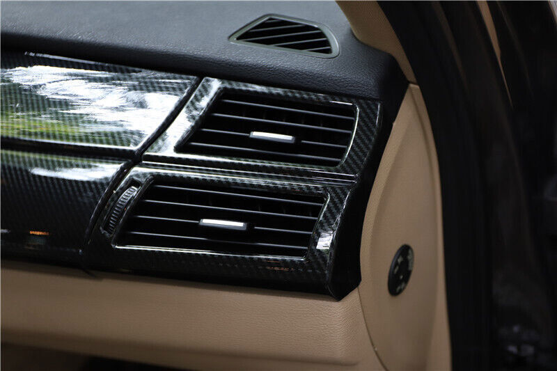 Fit for BMW X5 2008-13 Carbon Fiber Inner Console Side Outlet Vent Cover Trim 2P