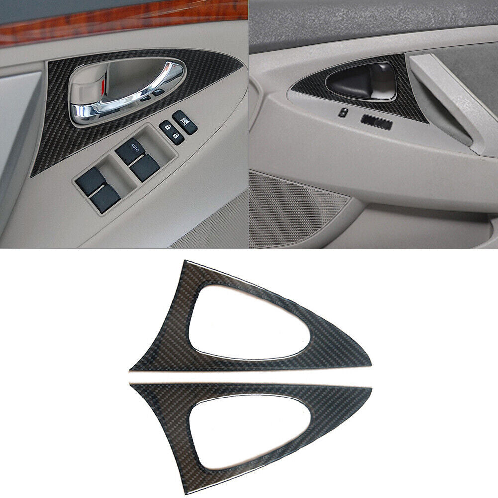 2PCS for Toyota for Camry 2007-11 Carbon Fiber Interior Door Handle Cover Trim